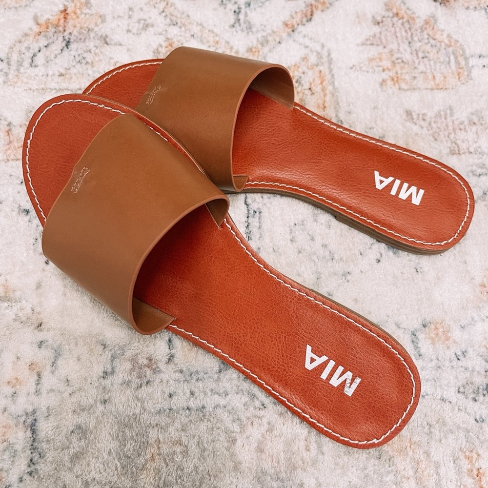 Faux Leather Slide Sandal